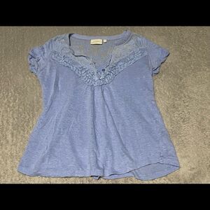 𝅺DELETTA by Anthropologie short sleeve with lace details size XXS flaw listed